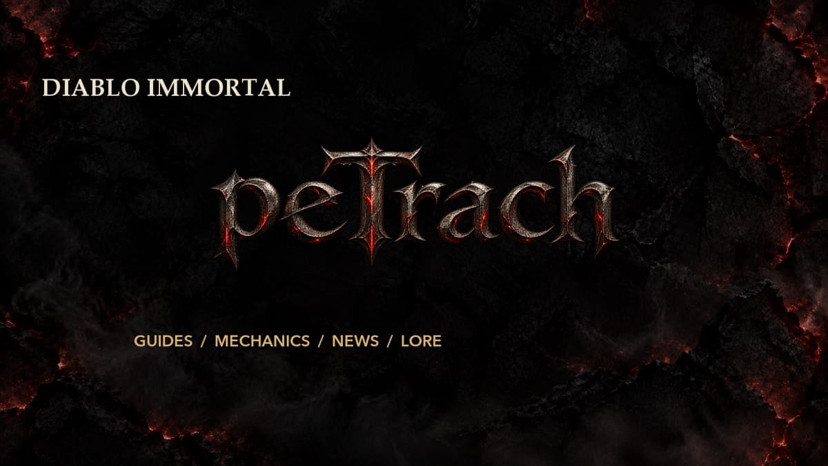 peTrach trailer end card with the channel wordmark on obsidian